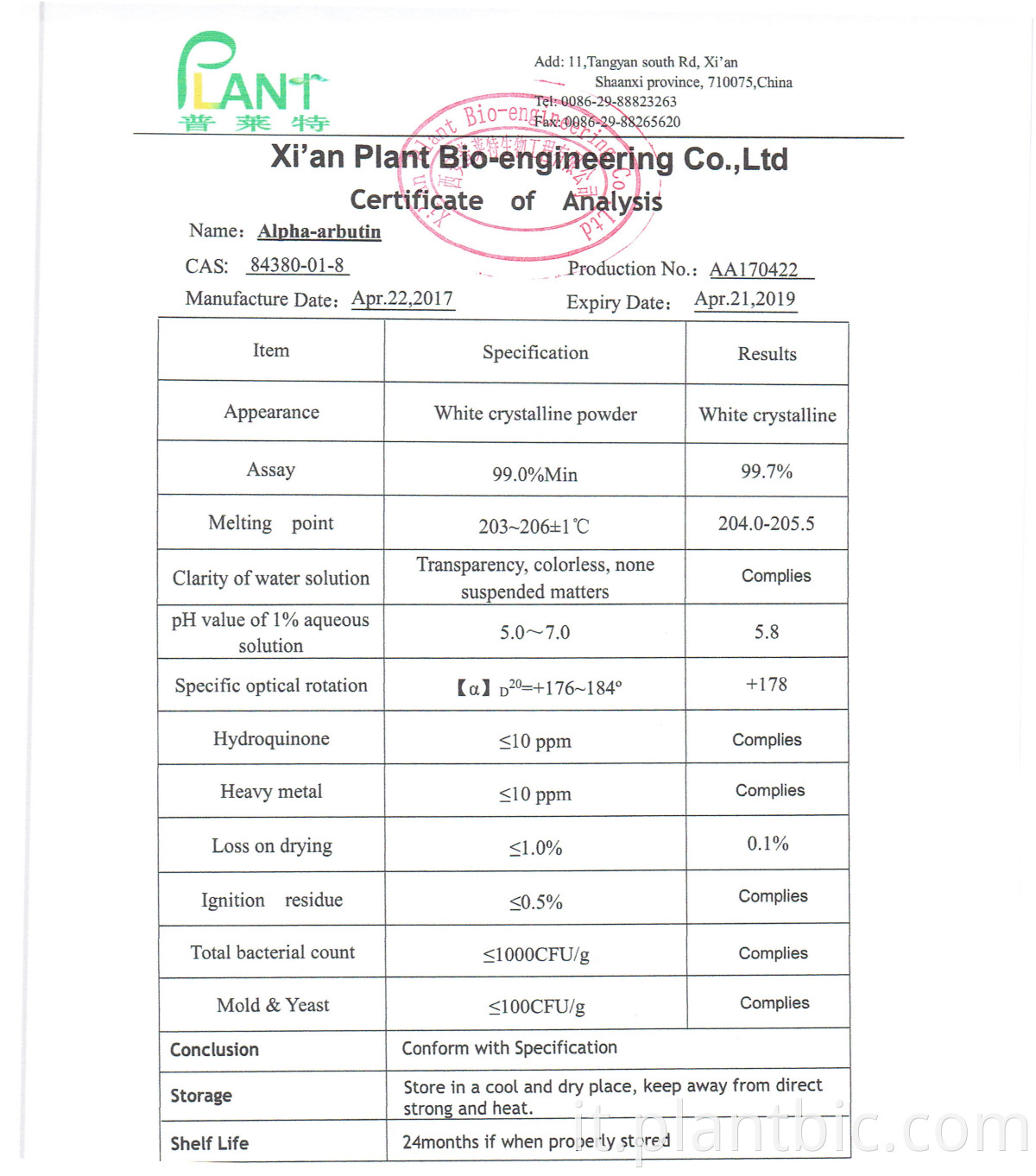 PLANTBIO Factory Cosmetico sbiancante per la pelle CAS 84380-01-8 alfa arbutina. alfa arbutina